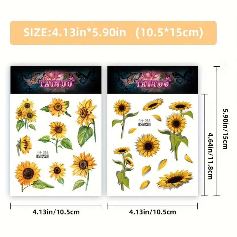 4pcs Waterproof Sunflower Temporary Tattoos Realistic Body Art for Men & Women Easy Apply & Remove Vibrant Designs for Arms