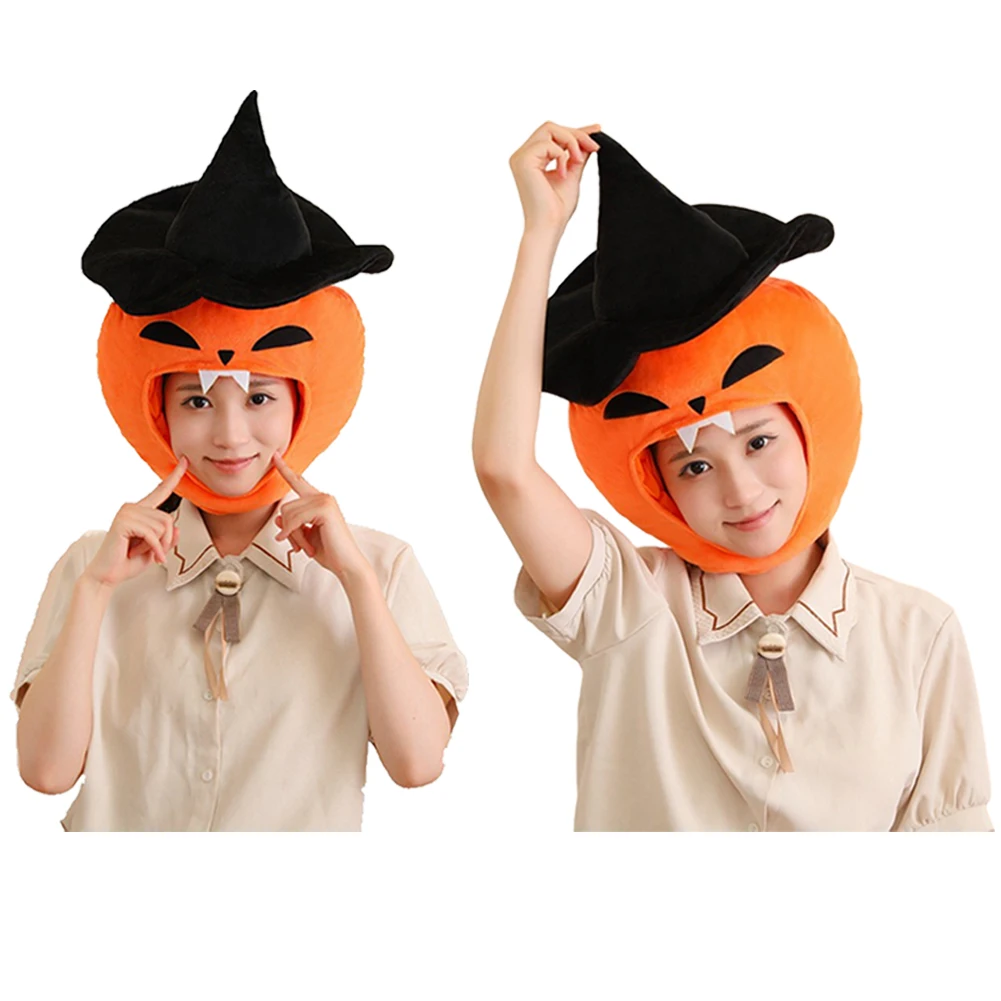 

Plush Halloween Pumpkin Hat Wizard Outfits Kids Adult Halloween Carnival Party Props Accessories Decoration