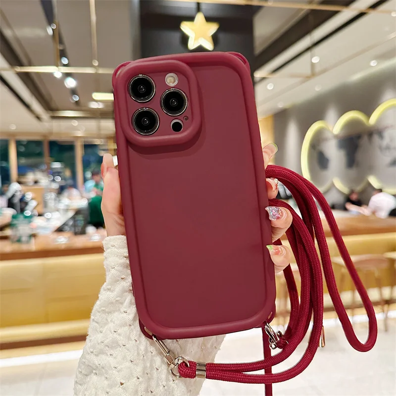 Phone Case With Crossbody Lanyard For Iphone Shockproof Silicone_voghion.com