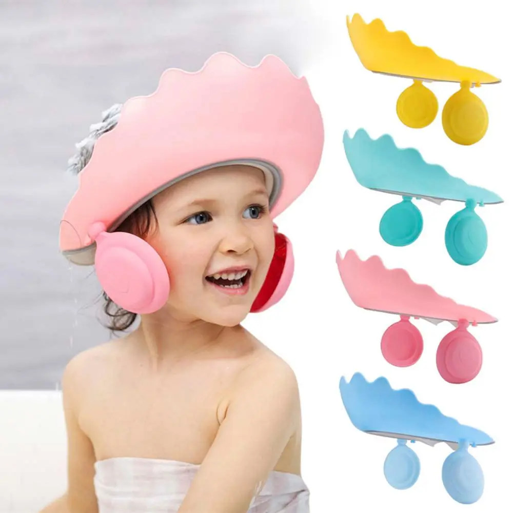 Adjustable Baby Shower Cap Crown Child Shampoo Cap With Ear Protection