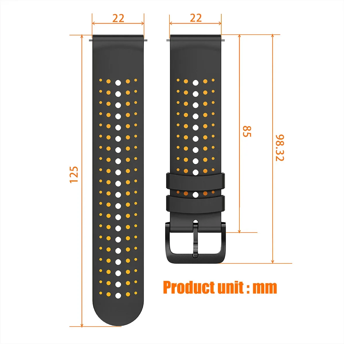 Silicone Sports Wristband Bracelet - 22mm Watch Strap Accessory