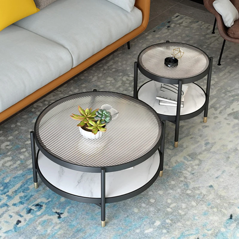 

Side Living Room Balcony Round Coffee Table Retro Small Apartment Tea Tables Modern Designer Mesa De Centro De Sala Furniture