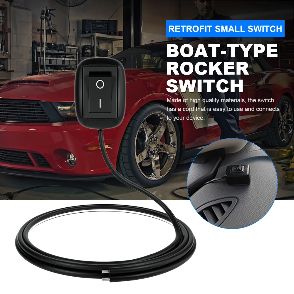 Universal Car Switch with Cable 60cm/100cm Car Button Switch DC 12V/24V Auto Cut Off Switch for Fog Ring Drive Light Neon Lights