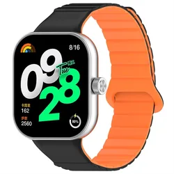 Magnetic Loop Strap Smartwatch Band - Universal Wristband Accessory for Redmi Watch 6 - 5 - 4 (Black Orange)