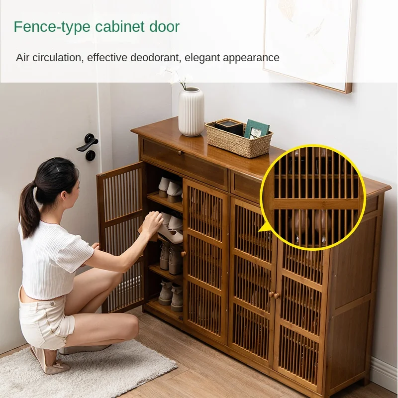 Bamboo Multi-Layer Shoe Cabinet for Entryway 5