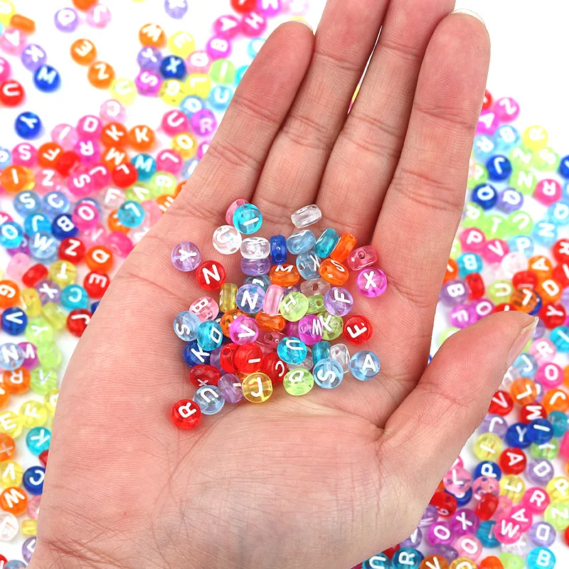 100pcs/Lot Acrylic Oblate Alphabet Beads Colorful Transparent Letter Beads for Jewelry Making DIY Bracelet Necklace Accessories acrylic letter beads