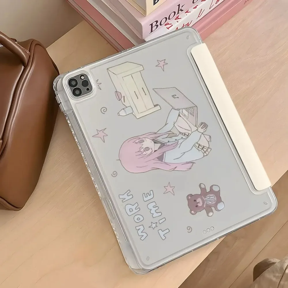 Adorable Pink Cartoon Girl Tablet Case - Universal Fit