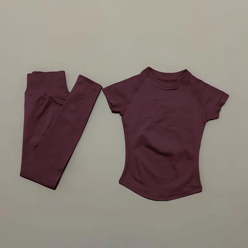 Women's Casual Two-Piece Set: Short Sleeve Top & High Waist Long Pants