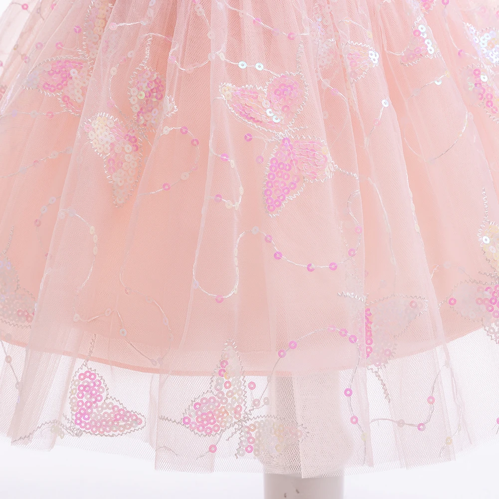 Girls Summer Party Dresses Toddler Kids Butterfly Decor Mesh Princess Sleeveless Dress