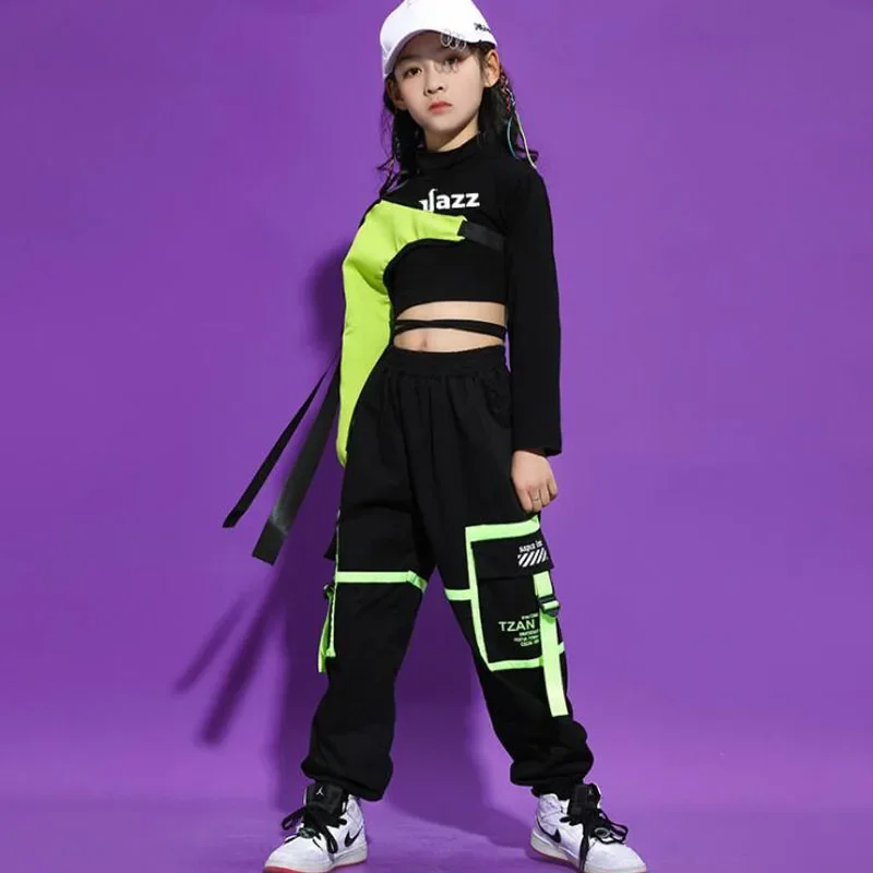 Pakaian  , Anak Kaus Atasan Crop Celana Kargo Taktis ƮƮ, Untuk Perempuan Baju Kostum Tari Jazz