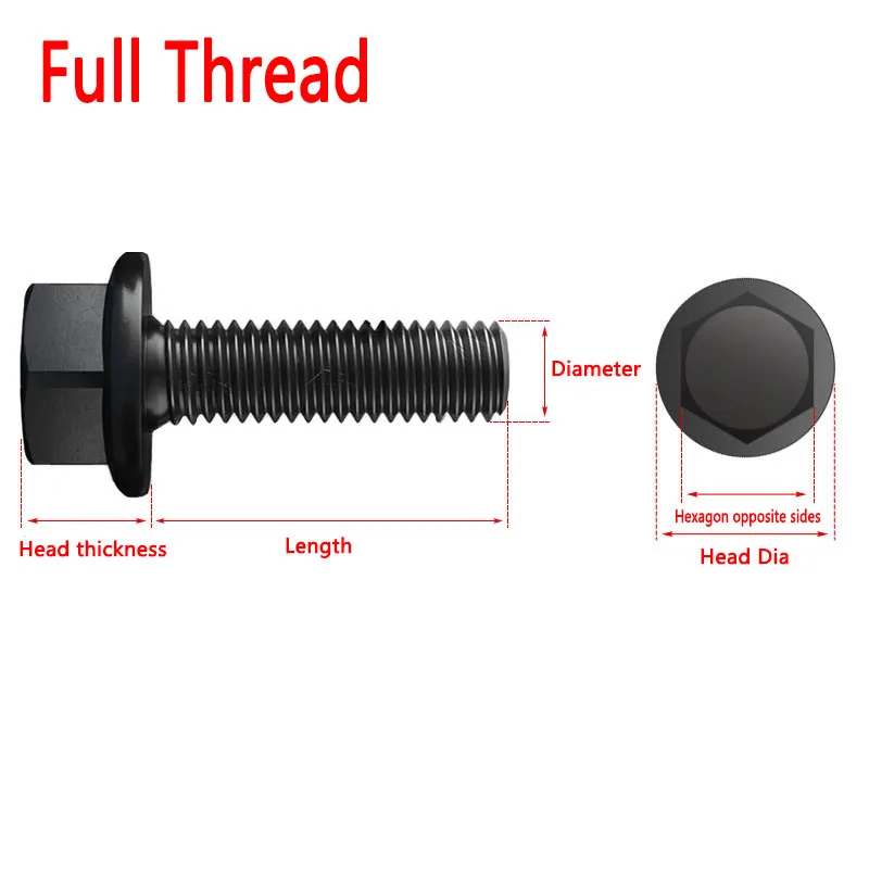 M8 M10 M12 M14 M16 FINE PITCH THREAD FLANGED HEX BOLTS HIGH TENSILE