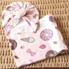 Ylsteed Rose Flower Print Newborn Photography Wrap with Turban Hat Infant Photo Shooting Outfits  Baby Receiving Swaddle Blanket 4