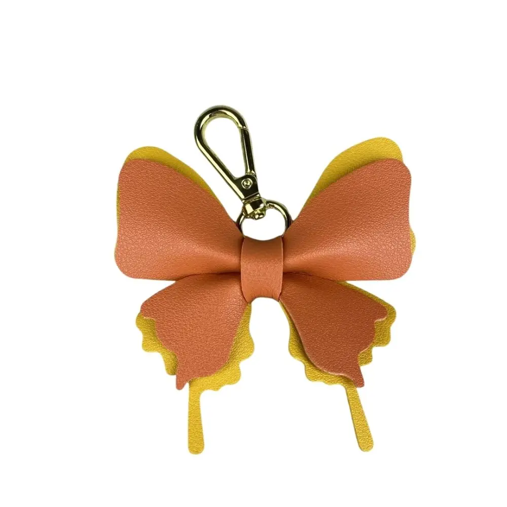 Elegant 3D Leather Butterfly Charm with Detachable Keyring Accessory