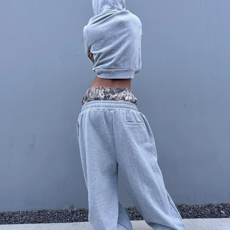 Y2K Retro Sweatpants Double Waisted Embroidered Camouflage Pattern Wide Leg Pants Men Trend Casual Streetwear Unisex Baggy Pants 3