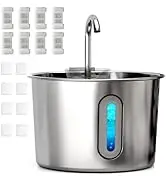 HAJXM Cat Water Fountain, 74oz/2.2L Cat Fountain for Drinking - Pet Water Fountain Stainless Stee...