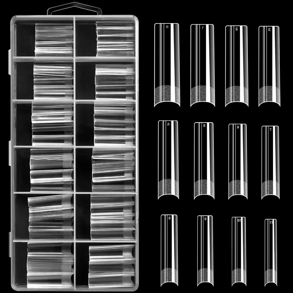 

240Pcs Clear Gel Nail Tips Half Matte Square Nail Tips For Press On Nail Extension Professional DIY Manicure With Case 12 Sizes