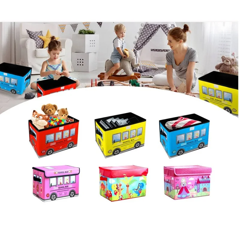 Small Children Car Plastic Storage Box with Wheels for Toy Cartoon