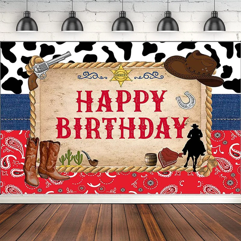Sfondo Fotografico West Cowboy Decorazioni Per Feste Di Buon Compleanno Per Bambini Cowboy Rodeo Sfondo Banner Poster