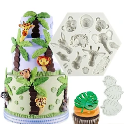 Forest Lion Animal Cookie Mold Turtle Leaves Fondant Biscuit Stamp Mould For Kids Jungle Birthday Hawaii Party Baking Cake Decor