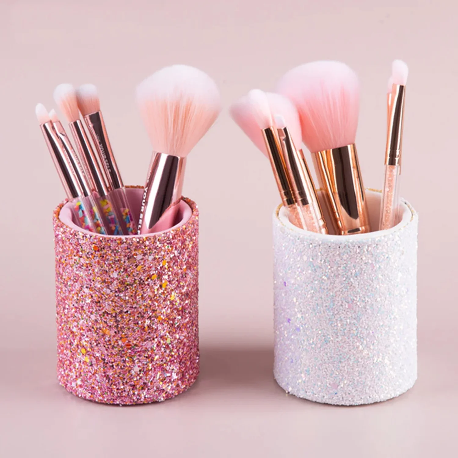 Fashion Women Sparkling Makeup Brush Bucket Cosmetic Pen Box Pencil Vase Comb Lipstick Brush Container Box
