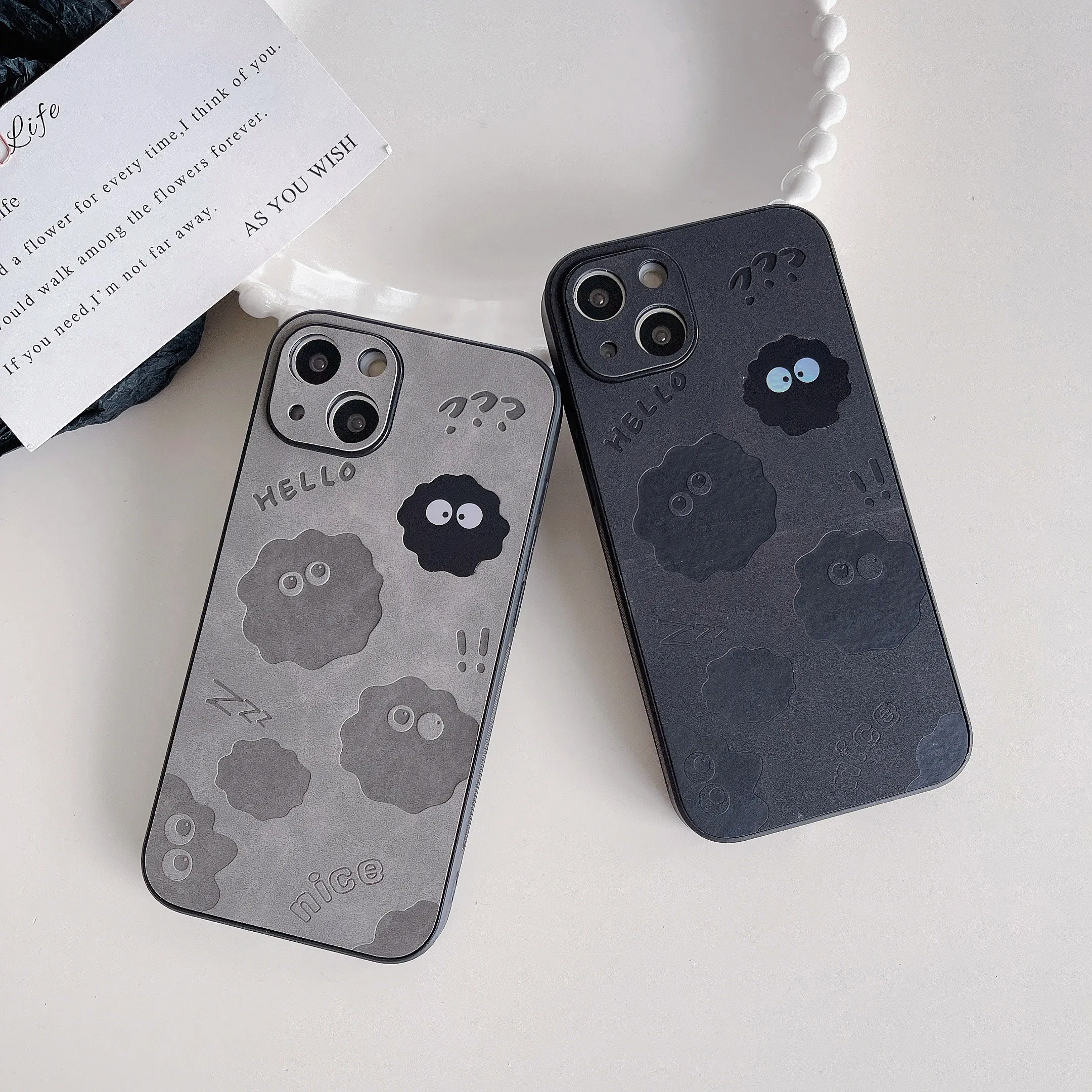 Retro Leather Texture Laser Cartoon Pattern Per Iphone 14Pro 14Promax 14 13 13Pro 13Promax 11 12 12Pro 15Pro 15Promax Soft Shell