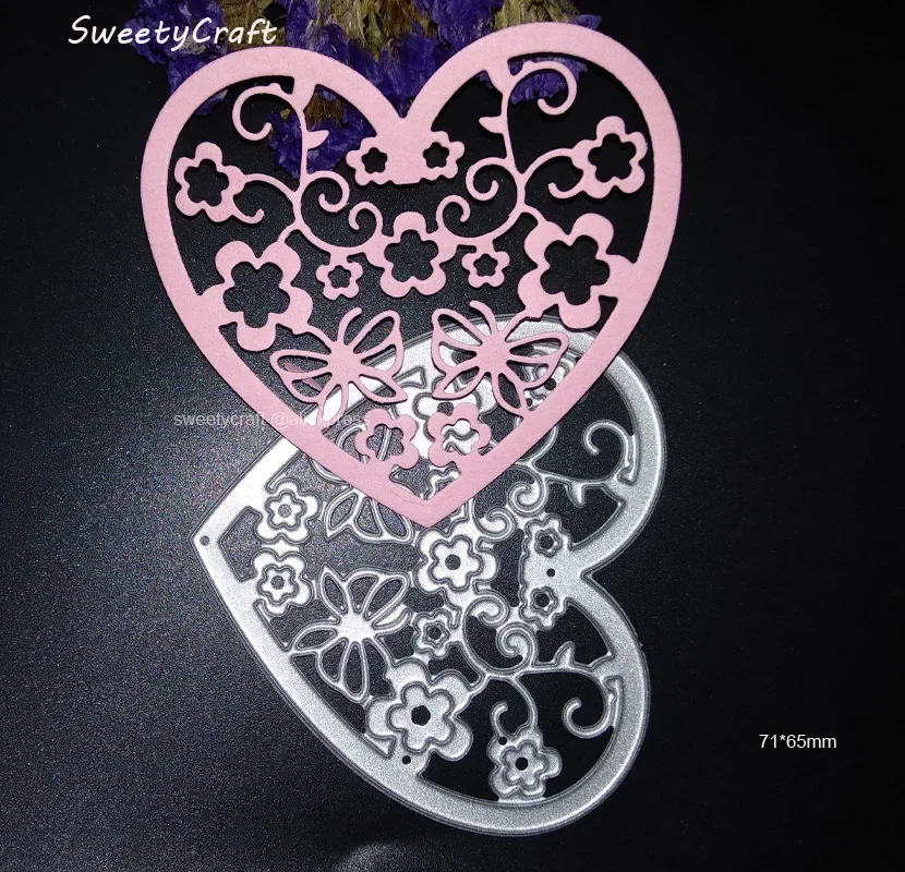 

Heart Flower Border Metal Cutting Dies Stamps New 2024 Scrapbooking Embossing DIY Stencils Frame Album Cards Making Template