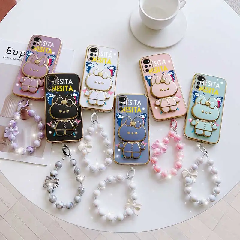 Dancing Butterfly Phone Accessory Set - Case, Lanyard & Rabbit Stand