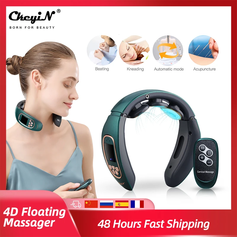 CkeyiN Electric Neck Massager Cervical Massager TENS Pulse Heated Cervical Massager Pain Relief