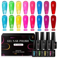 MEET ACROSS 8Pcs/Set Jelly Glass Gel Nail Polish Set Crystal Nude Pink Semi Permanent UV Gel Kit For Naill Art Manicure Vernis 1