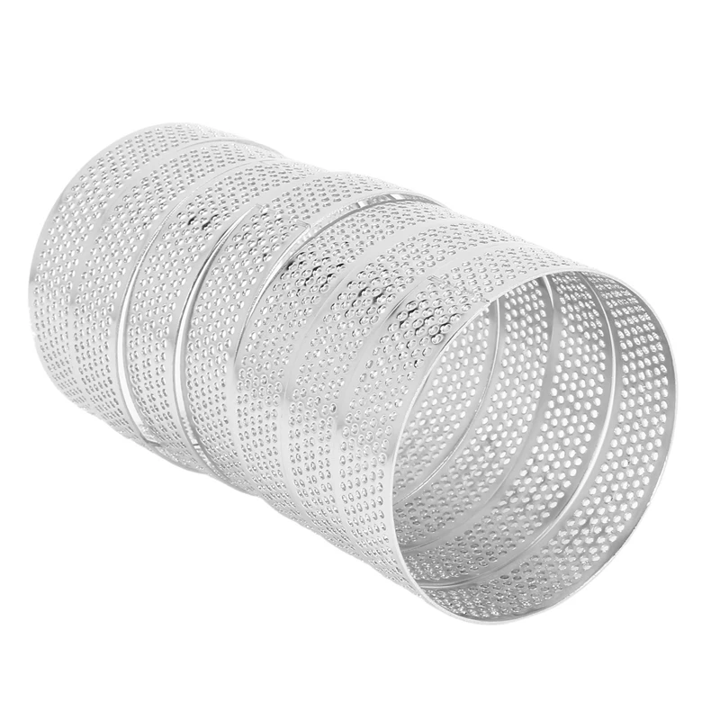 

30Pcs Circular Porous Tart Ring Bottom Tower Pie Cake Mould Baking Tools Heat-Resistant Perforated Cake Mousse Ring, 8Cm