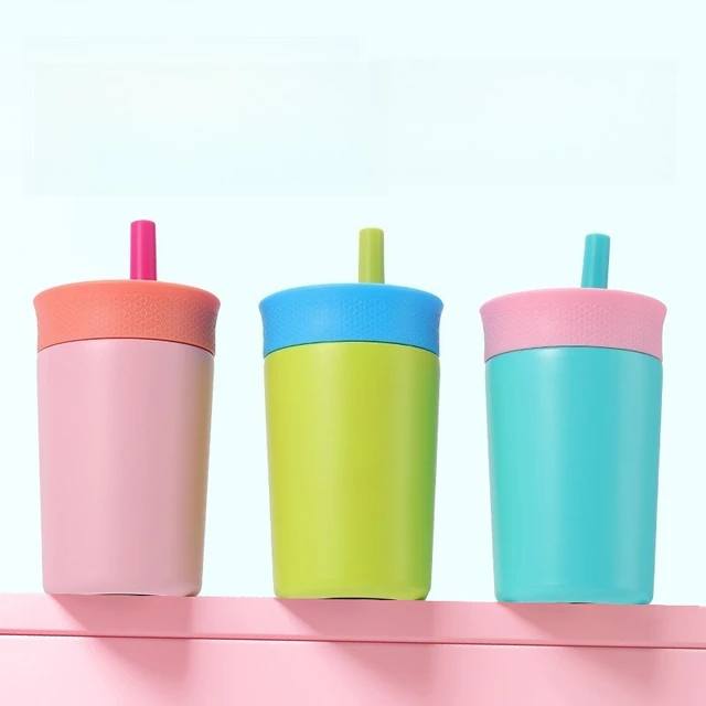 Tasse Thermos créative de 12OZ avec paille, flacons sous vide en acier inoxydable Double couche, tasse à café Portable, Mini tasse d'eau 2