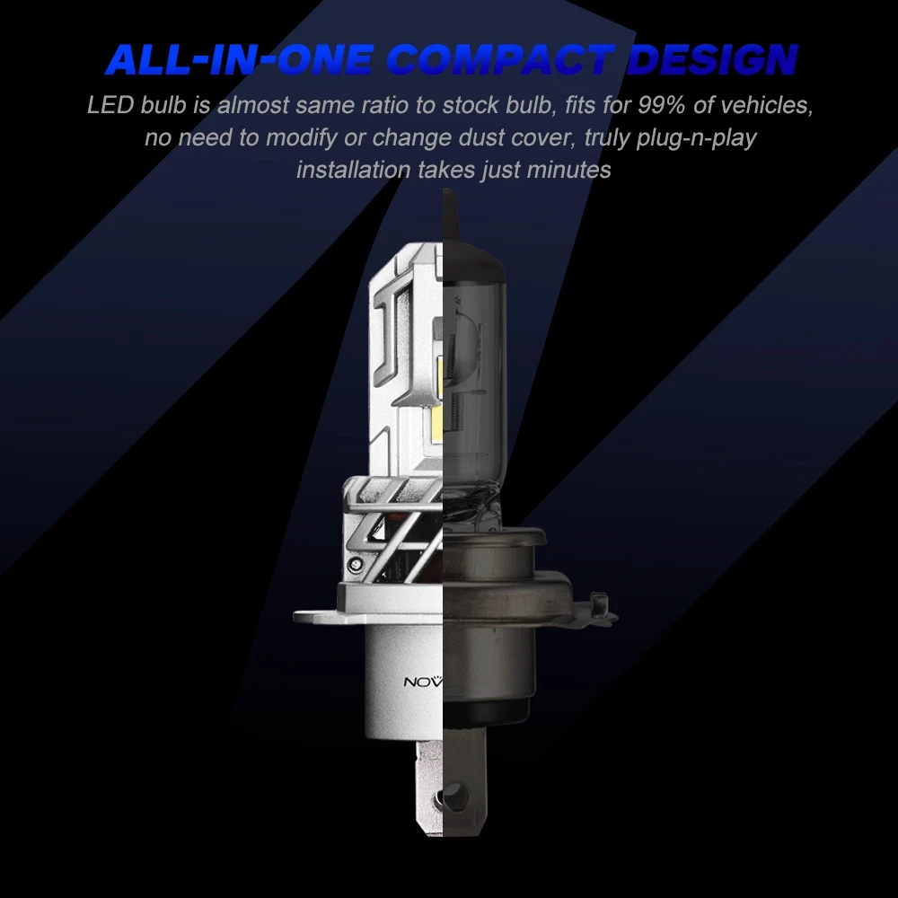 NOVSIGHT LEDヘッドライトLED H7 H1 H11 H8 HB4 9005 HB3 H4 HI/LO切替 ファンレス 高品質チップ搭載  無極性 車/バイク用 7000LM(3500LM*2) 40W(20W*2) DC9-30V 6000K ホワイト 一体型 LEDバルブ フォグランプ  ハイブリッド車・EV車対応 2個セット 2年保証