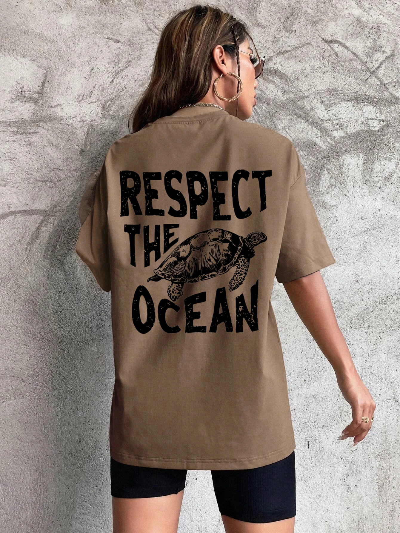 Eco-Friendly Green Turtle Graphic Women's Casual T-Shirt - Breathable Cotton O-Neck Short Sleeve