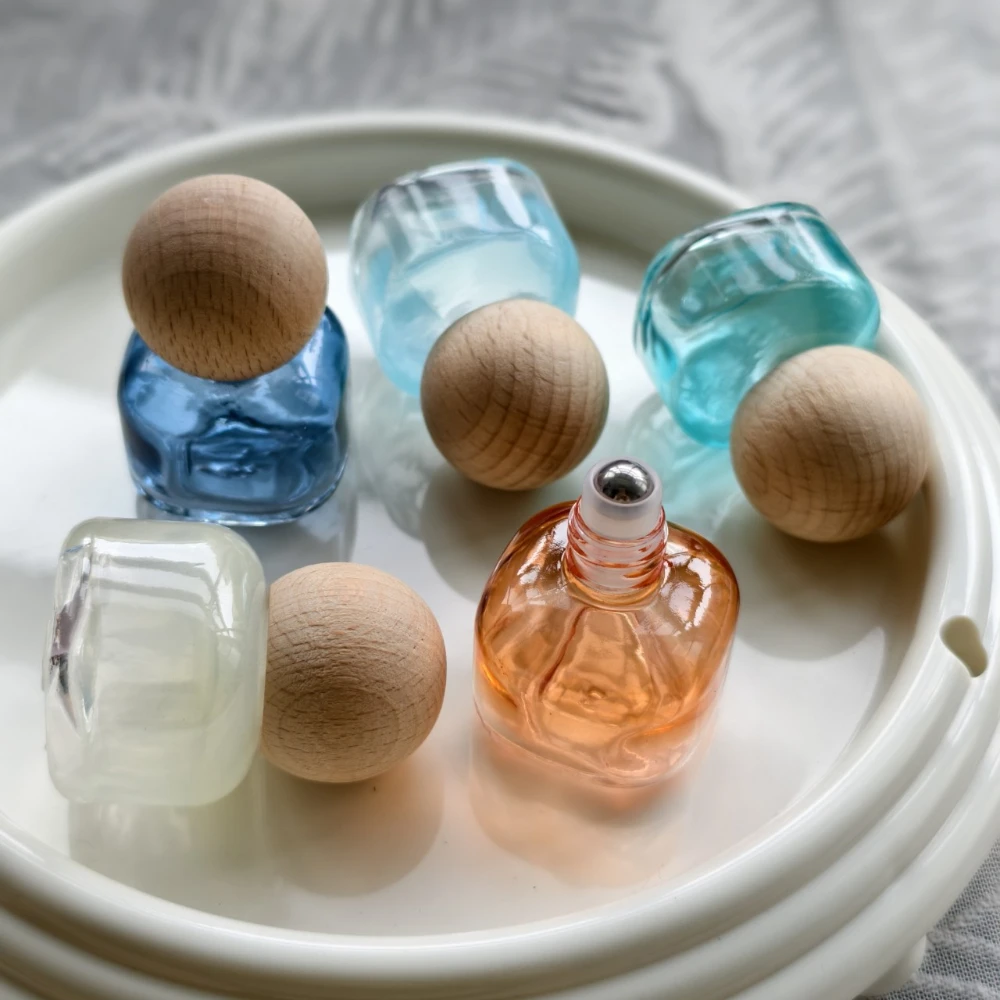 Refillable Liquid Container Portable Roller Ball Empty Bottle Essential Oil Glass Bottle Colorful Perfume Roller Ball Bottle