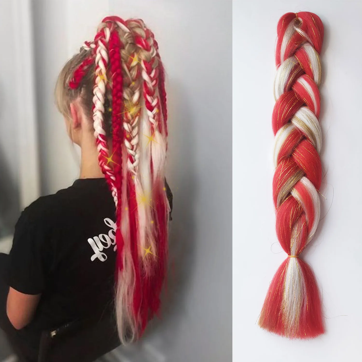 Ombre Festival Rave Hair Extensions in Purple, Pink, and White Tones