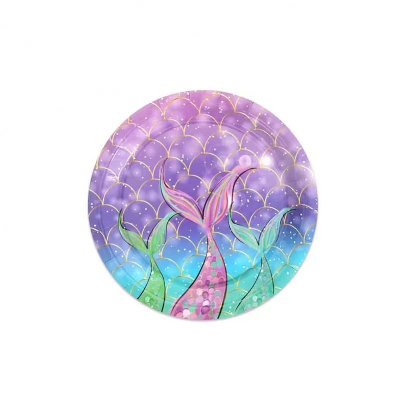 3pcs，Mermaid series dinner plate shell paper plate entertainment party birthday party theme tableware