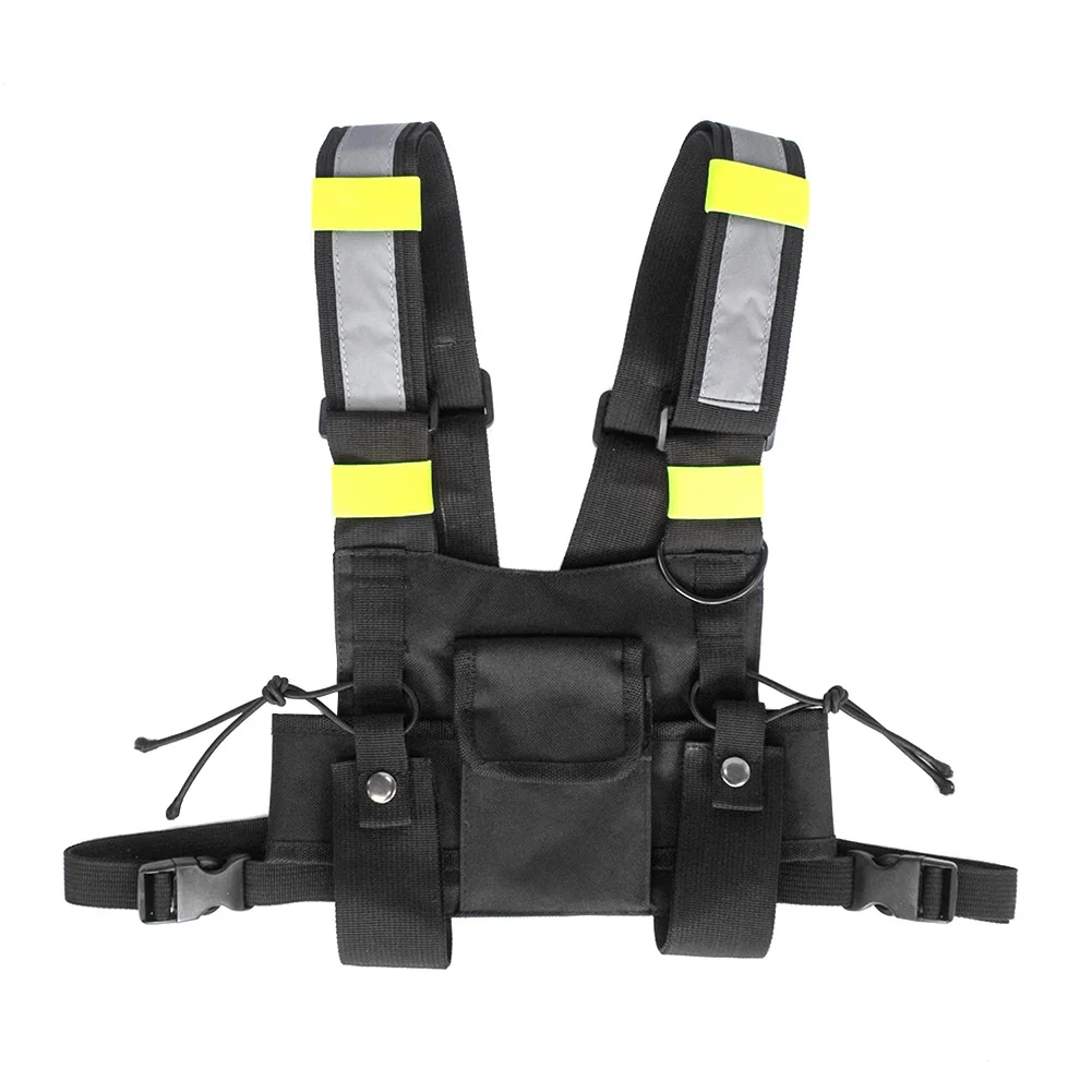 Radio Harness Chest Rig Bag Pocket Pack Holster Vest Bag Men Women Hip-hop Street Tactical Adjustable Vest With Reflective Strip