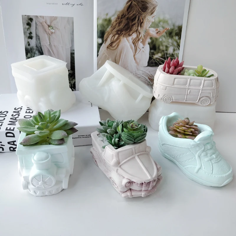 

DIY Gypsum Succulent Potted Plant Flower silicone mold for pot Epoxy Vase Candlestick Ornament Mold
