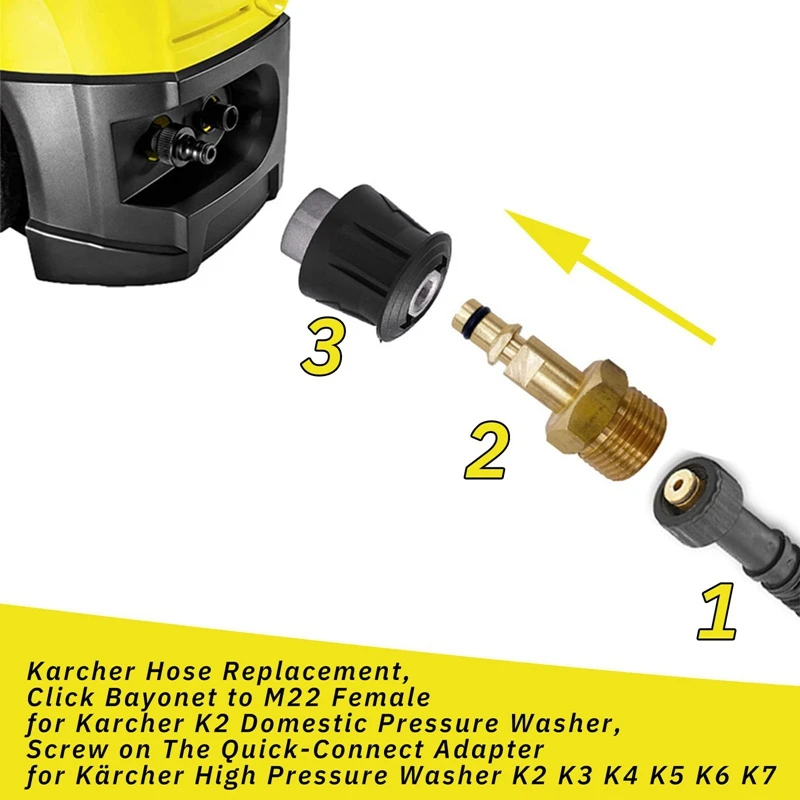 M22Quick Connect Adapter M22 14mm Connector for Karcher K2-K7 With Brass Washer Gun Hose Pipe Convert Tool Quick Release Adapter 5