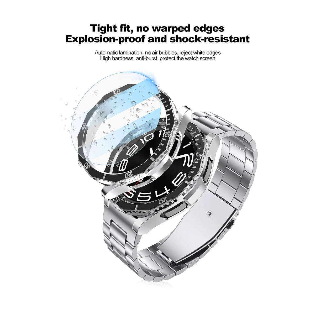 Bezel + Tempered Glass Film For Samsung Galaxy Watch 6 Classic 47mm 43mm Bumper 3 in 1 Case Galaxy 6 Classic 47MM Screen Protector Watch Screen Protector Case,Watch Accessories,Watch Screen Protector,Watch Case,Watch Protective Case,Watch Cover,Watch Protective Cover,Glass Cover,Watch Accessory