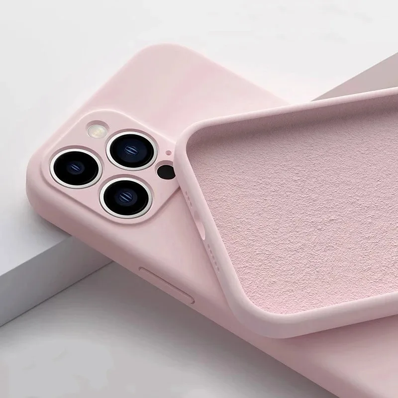 Luxurious Solid Color Shockproof Phone Case with Lens Protection and Soft Flannel Back