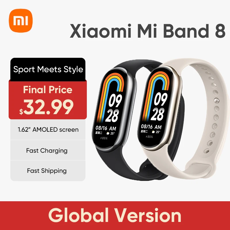 Versione Globale Xiaomi Mi Band 8 Blood Oxygen 1.62 ''Amoled Fitness Smart Bracciale Lunga Durata Della Batteria 150 + Modalità Smart Band