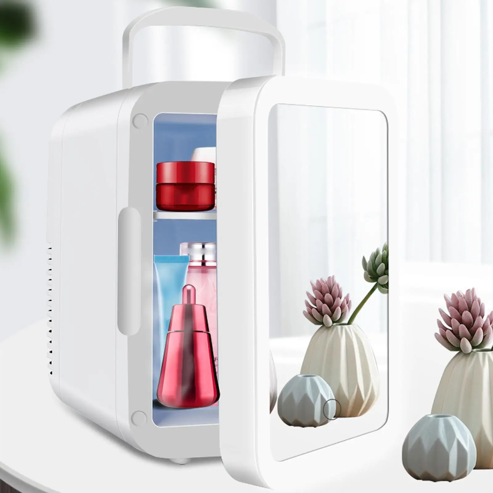 Portable Refrigerator 110V / 12V DC Cooler Portable Small Refrigerator for Food Beauty Makeup Driving Travel Dorm Room