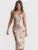 Spaghetti Strap Lace Print Midi Dress For Women Robe Strapless Backless High Waist Bodycon Club Party Long Dress