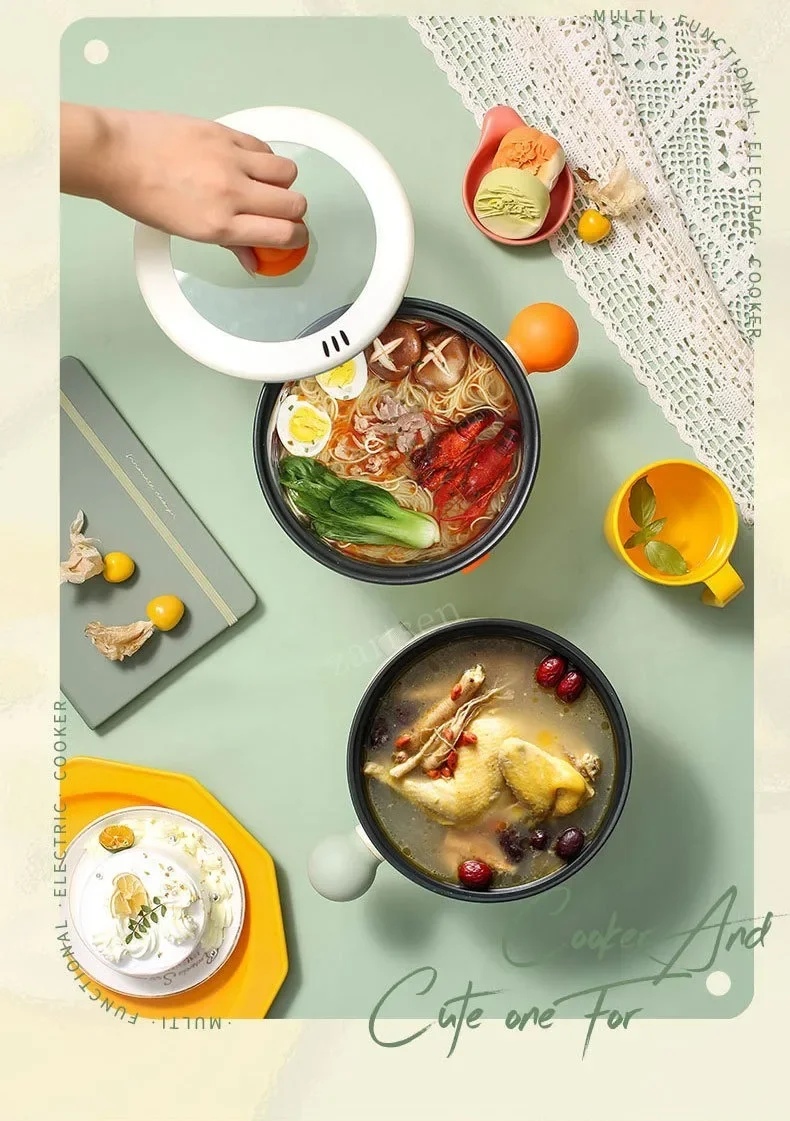 Electric Multi Cooker Portable Rice Cookers Hotpot Saucepan Stew Heating Pan Ramen Noodles Pot for Home and Kitchen Appliance
