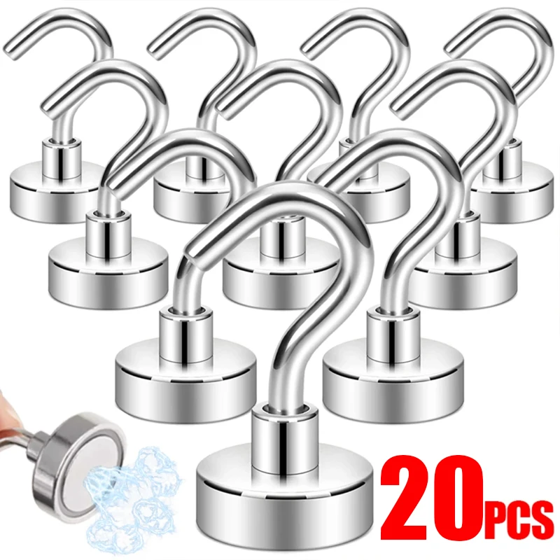 10PCS Strong Magnetic Hooks Multi-Purpose Storage Hooks Home Kitchen Bar Storage Rack Key Storage Hooks Bathroom Hangers