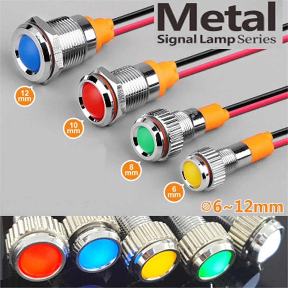 Luz Indicadora De Metal De 8mm L mpara De Se al Impermeable 12 24V Luz indicadora de metal de 8mm l mpara de se al impermeable 12 24v