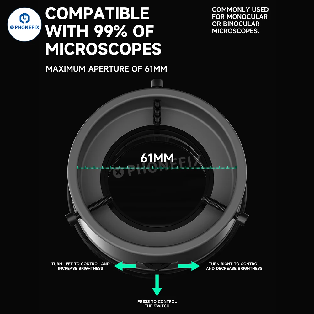 Luowei Dual Polarized Microscope Polarized Ring Light 64 LED Anti Glare NO Reflections Ultra Bright For Most Microscope Lamp