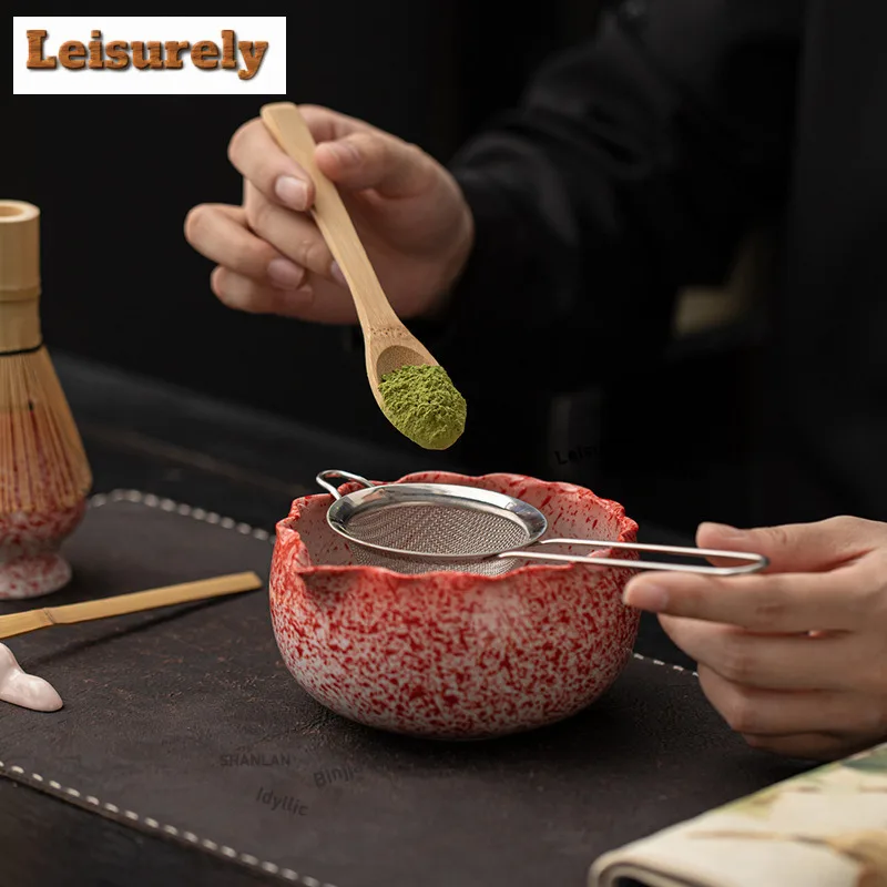 Kiln Fambe Flower Mouth Matcha Set Eight-piece Ceramic Imitation Song Dynasty Tea Tools Ceremony Whisk Stand Bowl Craft Supplies