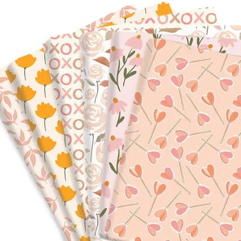 50*145cm Polyester Cotton Fabrics By The Meter Xoxo Love Flowers Leaves Fabrics For Sewing Cloth Dress DIY Crafts Home Textile 1